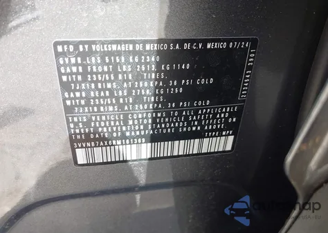 2024 Volkswagen Tiguan 2.0T Se/2.0T Wolfsburg Edition z USA, uszkodzony, nr VIN 3VVNB7AX6RM161369